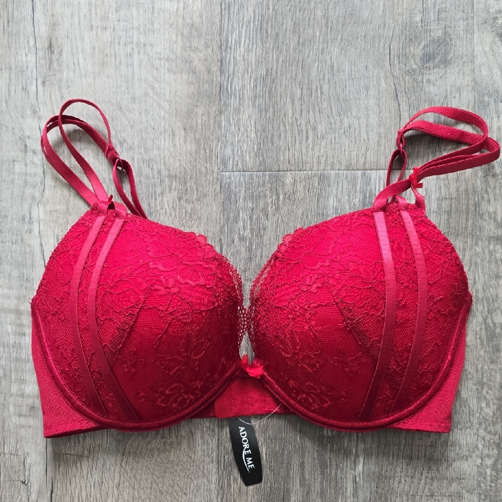 NWT! Adore Me Red Lace Bra - 34DD